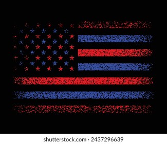 National First Responders Flag.I Support First Responders Flag.Distressed American Flag Police and Firefighter Design For T Shirt Poster Banner Backround Print Vector Eps.