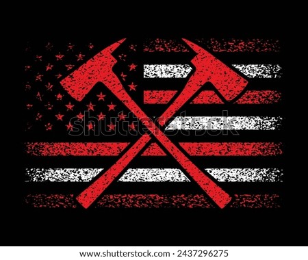 National First Responders Flag.I Support First Responders Flag.Distressed American Flag Firefighter Thin Red Line Design For T Shirt Poster Banner Backround Print Vector Eps.