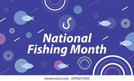 National Fishing Month vector banner design illustration