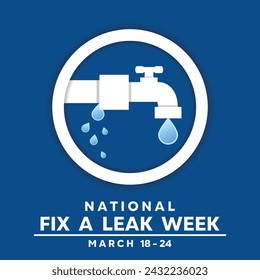 National Fix a Leak Week. Pipes, water and taps. Great for Cards, banners, posters, social media and more. 