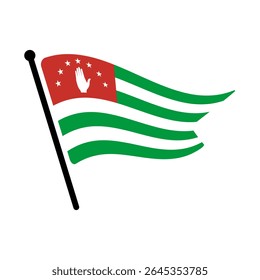 Bandeira nacional da Abecásia.  Abkhazia bandeira computador digital vetor ilustração ícone design.  Bandeira de mastro flutuante.