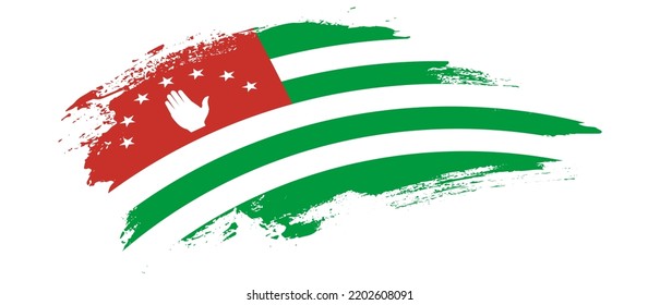 National flag of Abkhazia with curve stain brush stroke effect on white background