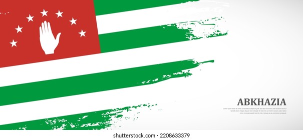 National flag of Abkhazia with textured brush flag. Artistic hand drawn brush flag banner background
