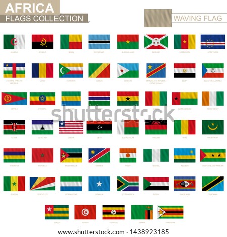 National flag of African countries with waving effect, official proportion. Big collection of vector flag.