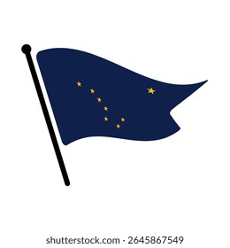 Bandeira nacional do Alasca. Bandeira do Alasca computador digital vetor ilustração ícone design. Bandeira de mastro flutuante.
