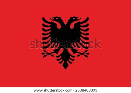 National flag of Albania. Albanian flag. Vector illustration.