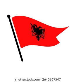 Bandeira nacional da Albânia.  Bandeira da Albânia computador digital vetor ilustração ícone design.  Bandeira de mastro flutuante.