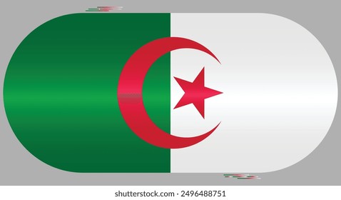 National Flag of Algeria. Algerian flag in capsule shape. African Country. Algeria flags isolated on grey background. Editable vector EPS available