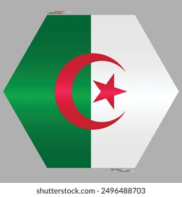 National Flag of Algeria. Algerian flag in polygon shape. African Country. Algeria flags isolated on grey background. Editable vector EPS available