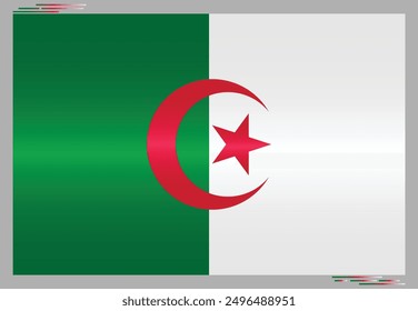 National Flag of Algeria. Algerian flag in Rectangle shape. African Country. Algeria flags isolated on grey background. Editable vector EPS available