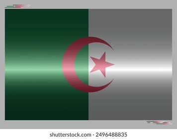 National Flag of Algeria in black shadow. Algerian flag in Rectangle shape. African Country. Algeria flags isolated on grey background. Editable vector EPS available