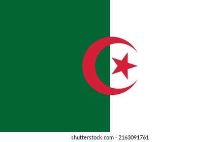 The national flag of Algeria vector illustration. Flag of Algeria with official color, civil and state ensign