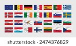 National Flag of All European Union countries. Set of European Union country Flag.
