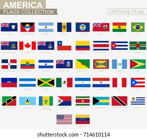 National flag of American countries, official vector flags collection.