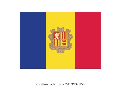 national flag of Andorra, Andorran flag in 7 to 10 proportion, vector illustration with a white background