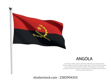 National flag Angola isolated waving on white background