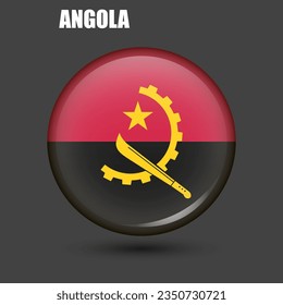 The national flag of Angola is in the shape of a circle.Vector.
Round 3d flag icon with high detail.
Spherical illustration of the flag.