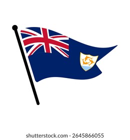 Bandeira nacional de Anguilla.  Bandeira de Anguila computador digital vetor ilustração ícone design.  Bandeira de mastro flutuante.