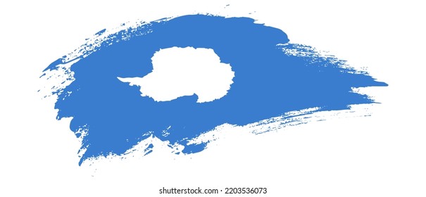 National flag of Antarctica with curve stain brush stroke effect on white background