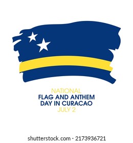 National Flag and Anthem Day in Curacao vector. Abstract paintbrush Flag of Curaçao icon vector isolated on a white background. Waving Curacao flag grunge design element. July 2. Important day