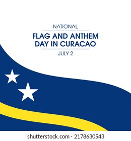 National Flag and Anthem Day in Curacao vector. Abstract Flag of Curaçao icon vector isolated on a white background. Waving Curacao flag design element. July 2. Important day
