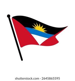 Bandeira nacional de Antígua e Barbuda.  Antígua e Barbuda bandeira computador digital vetor ilustração ícone design.  Bandeira de mastro flutuante.