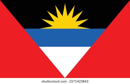 The national flag of Antigua and Barbuda with a horizontal, High detailed vector flag of Antigua and Barbuda.