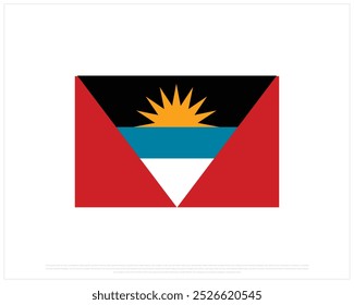 Bandeira nacional de Antígua e Barbuda sobre fundo branco, Dia Nacional de Antígua e Barbuda, Antígua e Barbuda, ilustração vetorial editável de Antígua e Barbuda, Dia da Independência