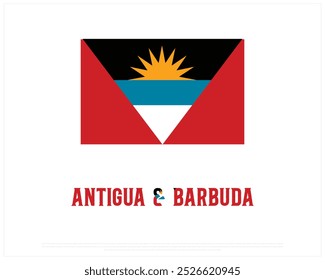 Bandeira nacional de Antígua e Barbuda sobre fundo branco, Dia Nacional de Antígua e Barbuda, Antígua e Barbuda, ilustração vetorial editável de Antígua e Barbuda, Dia da Independência