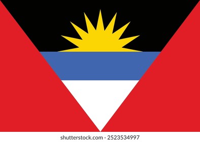 Bandeira nacional de Antígua e Barbuda. Bandeira de Antígua e Barbuda. Ilustração vetorial.