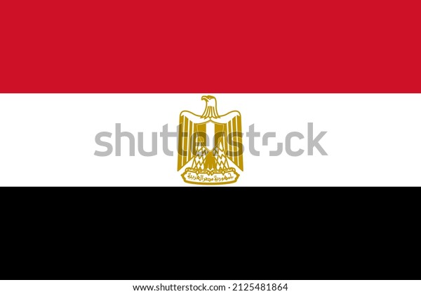 National flag\
Arab Republic of Egypt, Horizontally divided red-white-black\
tricolor flag with the Eagle of\
Saladin
