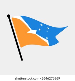 National flag of Argentina Antarctica.  Argentina Antarctica flag computer digital vector illustration icon design.  Fluttering flagpole flag.