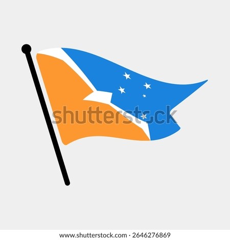 National flag of Argentina Antarctica.  Argentina Antarctica flag computer digital vector illustration icon design.  Fluttering flagpole flag.