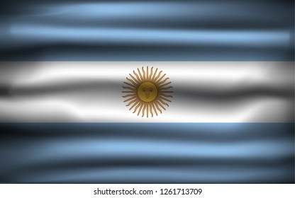 National Flag of Argentina AR. Front view, official colors and correct proportion. Realistic vector illustration.