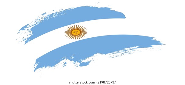 National flag of Argentina with curve stain brush stroke effect on white background