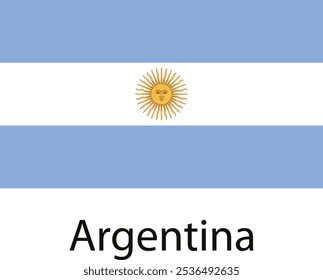 The national flag of Argentina, featuring three horizontal stripes of light blue, white, and light blue, with a golden sun in the center of the white stripe.