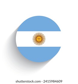 Bandera nacional de la ilustración vectorial del icono argentino aislada en fondo blanco.