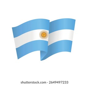 Bandeira nacional da Argentina sobre fundo branco. Ilustração vetorial
