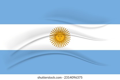 National flag of Argentina with silk effect. 3D illustration, vector
