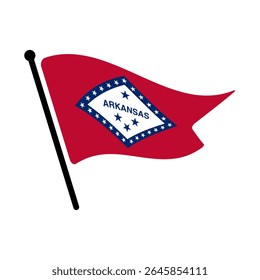 Bandeira nacional do Arkansas.  Arkansas bandeira computador digital vetor ilustração ícone design.  Bandeira de mastro flutuante.