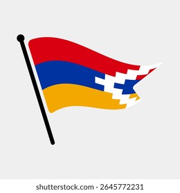 Bandeira nacional de Artsakh.  Design de ícone de ilustração de vetor digital de bandeira Artsakh.  Bandeira de mastro flutuante.