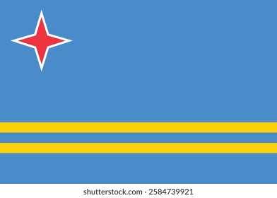 National flag of Aruba. Aruban flag. Vector Illustration.