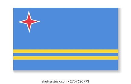 Bandera nacional de Aruba en estilo plano. Ilustración plana de Vector.