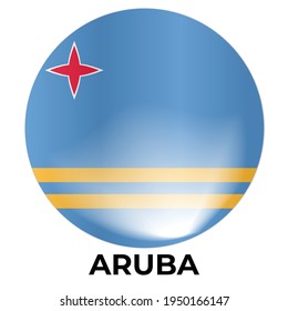 National flag of Aruba in round shape. 3d shapes with lighting.