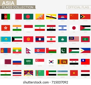 National Flag Of Asian Countries, Official Vector Flags Collection.