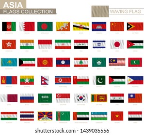 National flag of Asian countries with waving effect, official proportion. Big collection of vector flag.