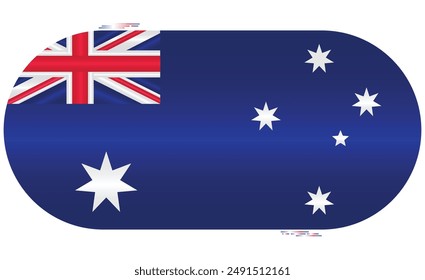 National Flag of Australia. Australian flag in capsule shape. Oceania Country. Australia flags isolated on white background. Editable vector EPS available