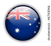 National flag of Australia - Australian flag, glossy button, vector