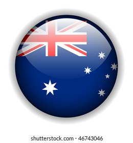 National flag of Australia - Australian flag, glossy button, vector