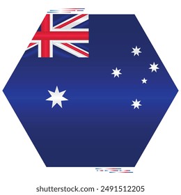 National Flag of Australia. Australian flag in polygon shape. Oceania Country. Australia flags isolated on white background. Editable vector EPS available